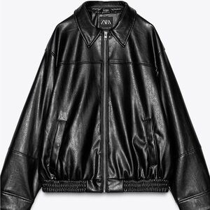 Zara FAUX LEATHER BOMBER JACKET